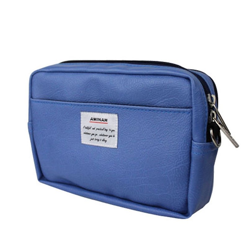 AMINAH-pink and purple leather dual-use portable small bag waist bag/shoulder bag () - กระเป๋าแมสเซนเจอร์ - หนังเทียม สีม่วง
