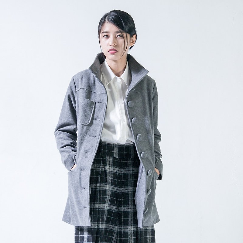 SU: MI said Noble British aristocratic wool coat _5AF205_ gray hair - Women's Casual & Functional Jackets - Wool Gray