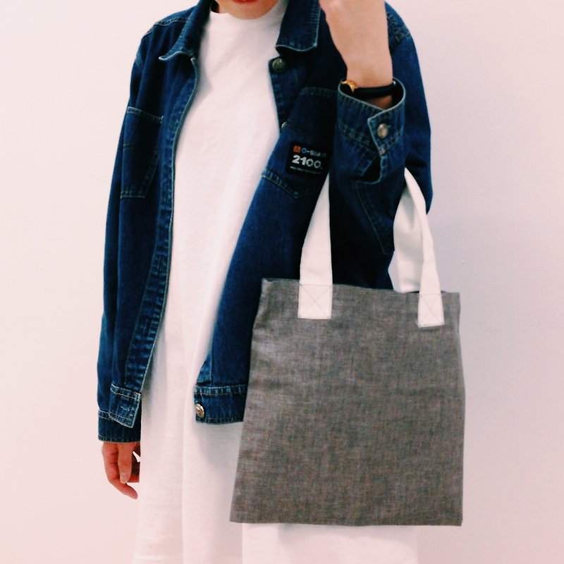 ::防潑水提袋::  白*鐵灰 - Handbags & Totes - Other Materials Gray