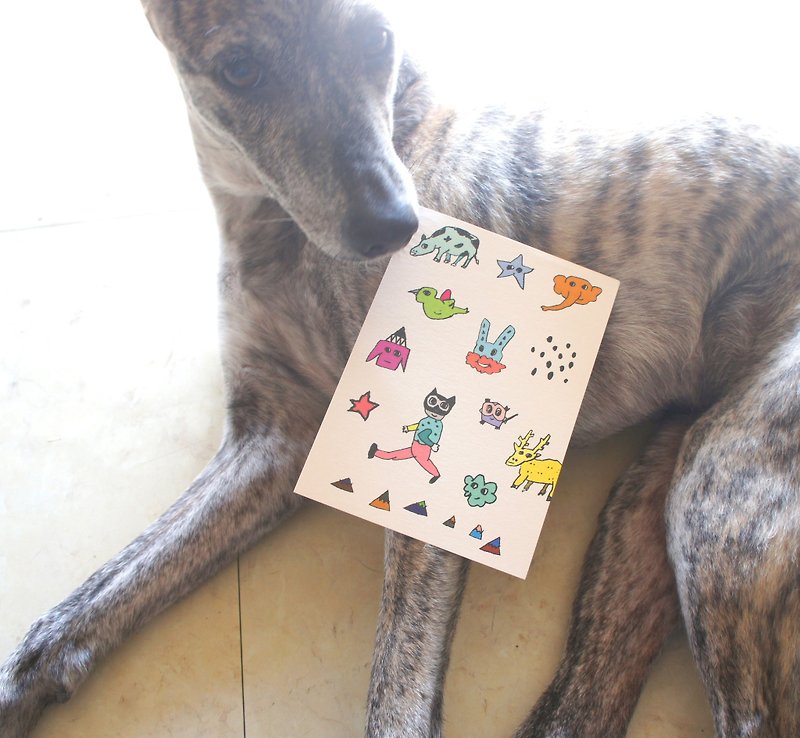 Animal kid postcards in two colors - การ์ด/โปสการ์ด - กระดาษ หลากหลายสี