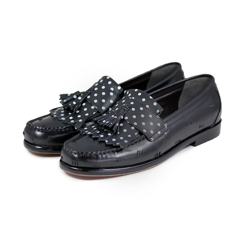 Loafers Agave M1109 Black PolkDot - Men's Oxford Shoes - Genuine Leather Black