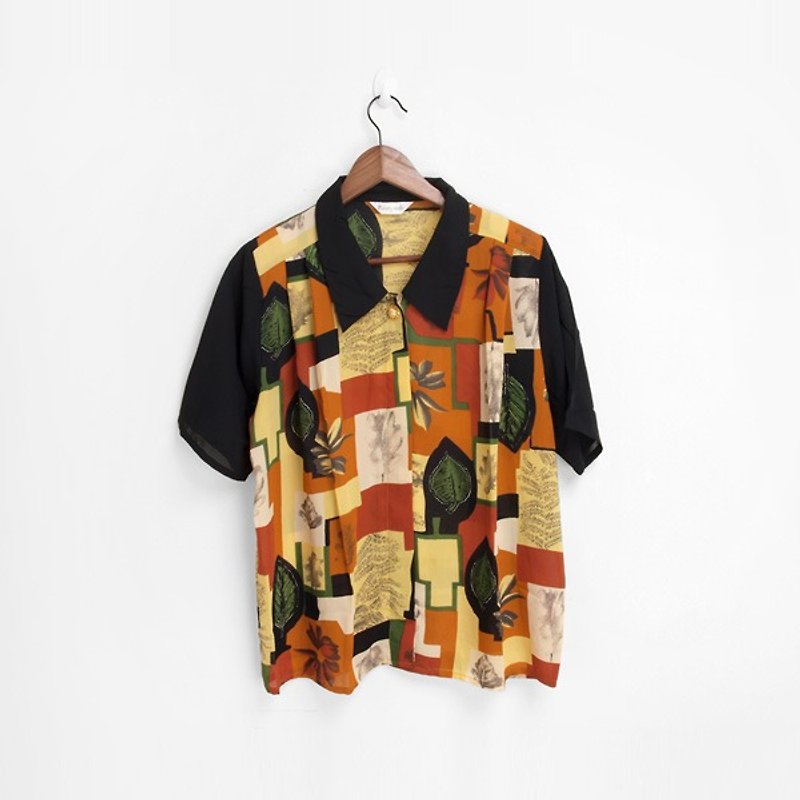 │moderato│ Impressionist vein geometric print vintage retro shirt │ Forest. England. Art youth - เสื้อเชิ้ตผู้หญิง - วัสดุอื่นๆ หลากหลายสี