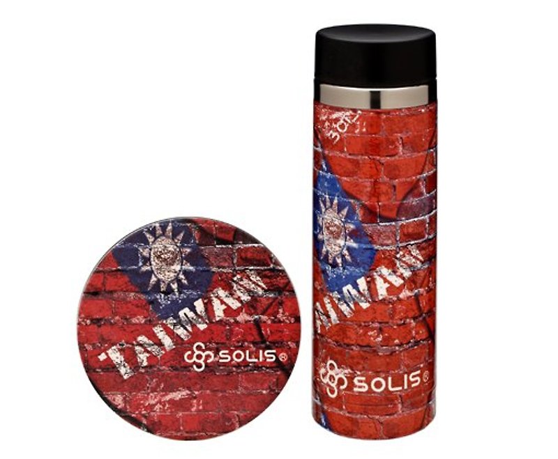 SOLIS [ 台灣國旗系列 ] 不鏽鋼真空保溫瓶 + 陶瓷吸水杯墊 - Mugs - Other Metals Red