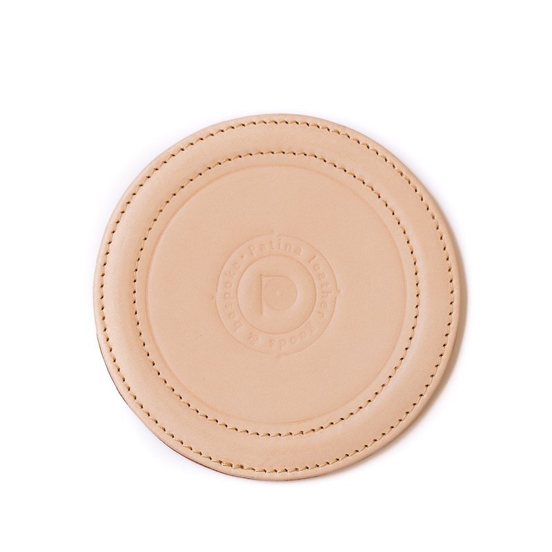 Patina leather handmade coasters. Insulation pad 12cm - Coasters - Genuine Leather 