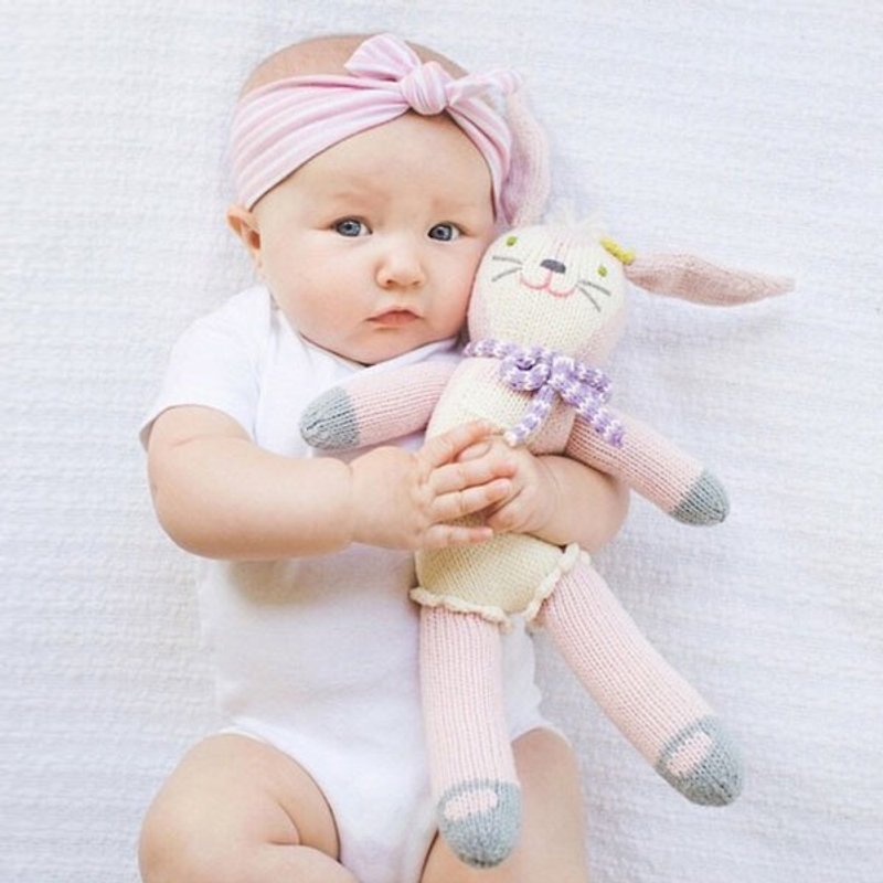 美國 Blabla Kids | 純棉針織娃娃(小隻) - 小花粉紅兔 B21052670 - 公仔模型 - 棉．麻 粉紅色
