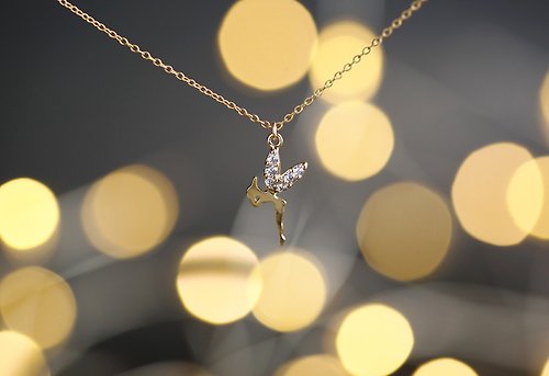 Ostara 【14KGF】Necklace,CZ Tiny Tinker Bell