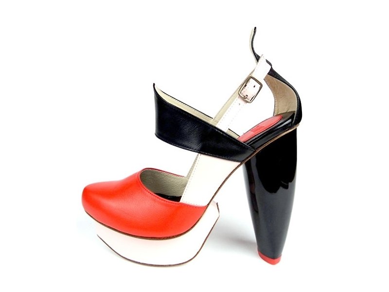 CLAVE /A Season for Murder/ DECLARE (Orange Red)-Platform shoe - รองเท้าส้นสูง - หนังแท้ สีแดง