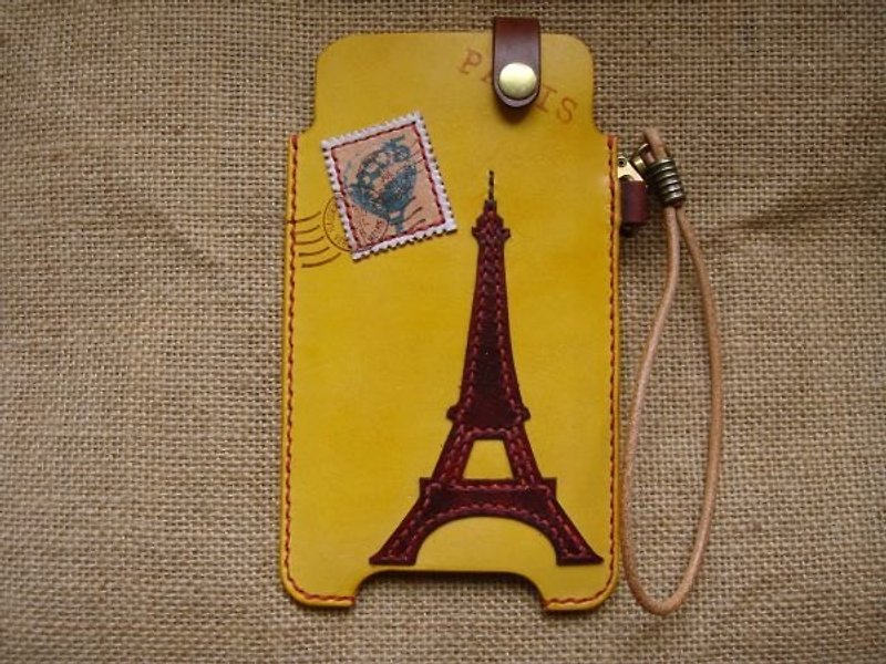 [ ISSIS ] 戀戀巴黎鐵塔- iPhone4/4s iphone5 Samsung galaxy S2 S3 全手工製手機皮套 - 其他 - 真皮 黃色