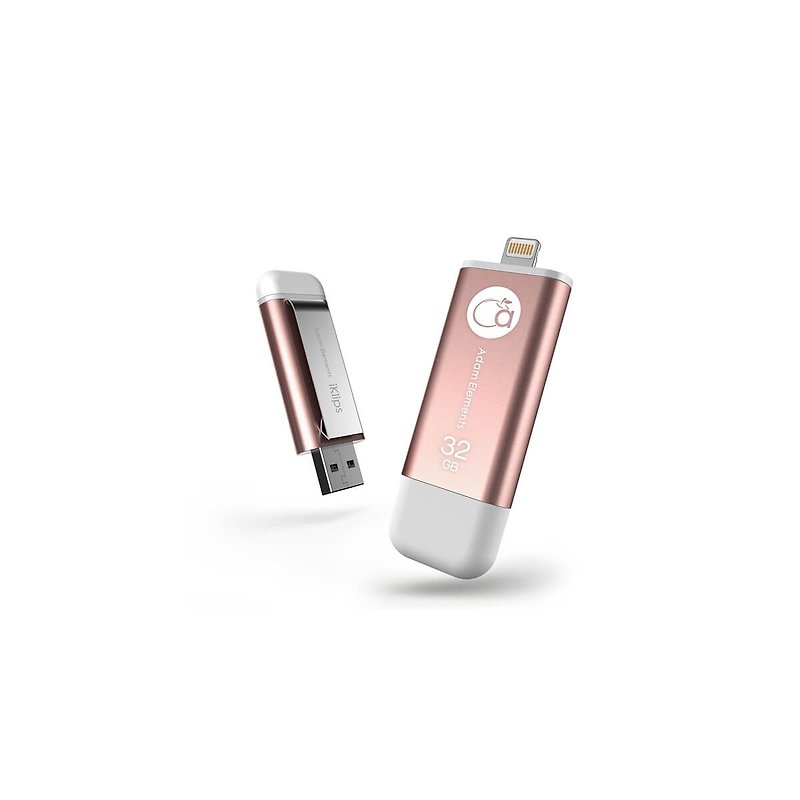 iKlips 極速多媒體行動碟 蘋果iOS隨身碟 32GB 玫瑰金4714781444170 - USB 隨身碟 - 其他金屬 粉紅色