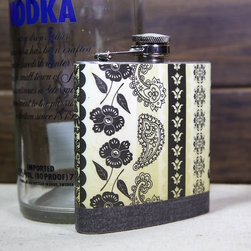 Paisley Lacy Pocket Flask (6oz) - Other - Other Metals Green