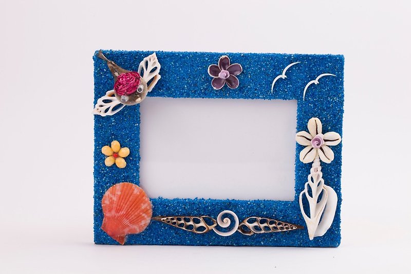 Hand made your drunk precious photo frame - blue romantic - Picture Frames - Wood Blue