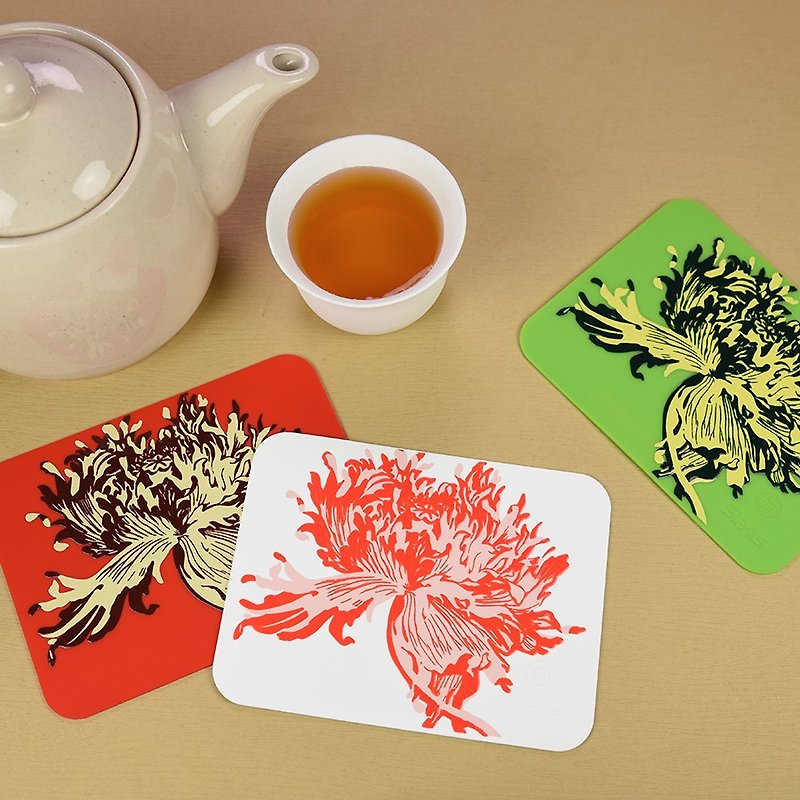 Poppy Aesthetic Coaster │ Lang Shining Gorgeous Heroes Flower │ Forbidden City Authorization - Coasters - Silicone Multicolor