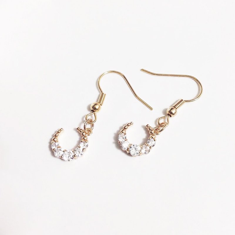 Moonlight Fairy ◆ limited edition) sparkling Stone pendant / couple / natural stone earrings / gift custom designs - ต่างหู - เครื่องเพชรพลอย สีทอง