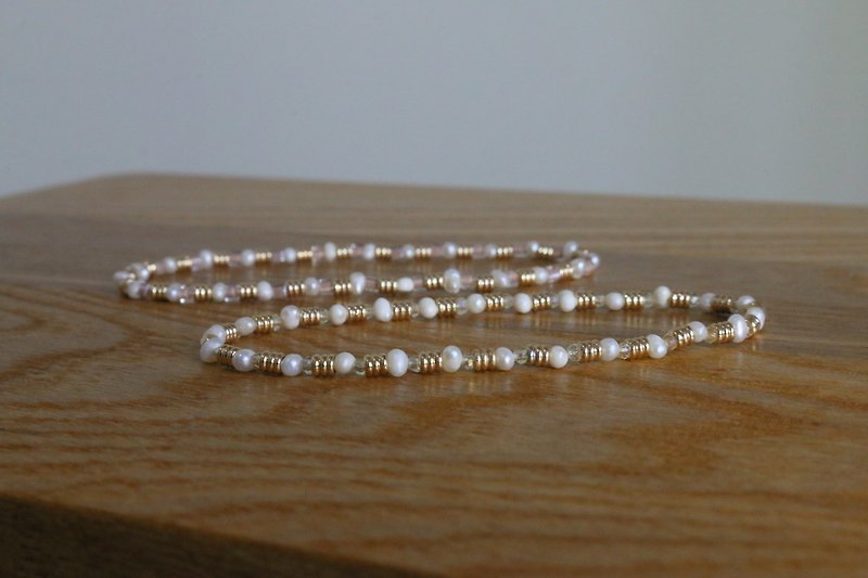 Bracelet Pearl Crystal- Laughing Point- - สร้อยข้อมือ - ไข่มุก ขาว