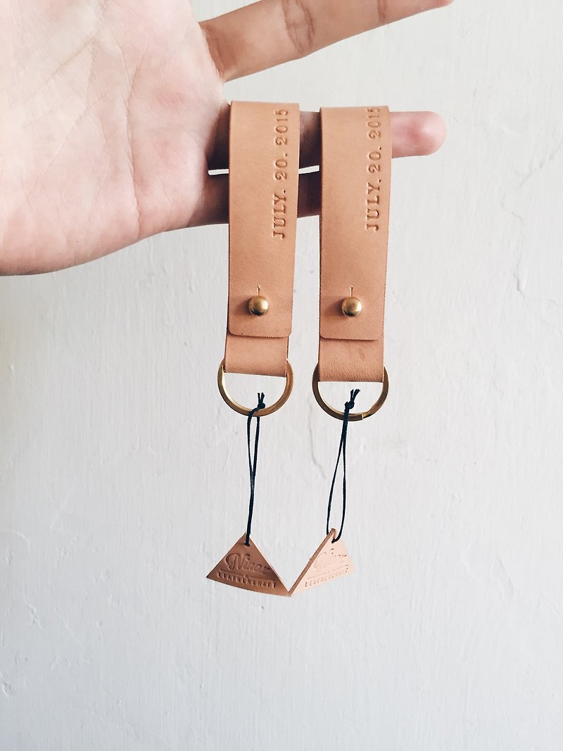 [NINOX] handmade leather key ring send print - ที่ห้อยกุญแจ - หนังแท้ สีนำ้ตาล