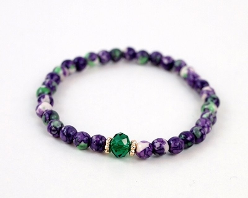 [Cat No.10] SIMPLE- rain stones dark green gemstone bracelet - Bracelets - Other Materials Green