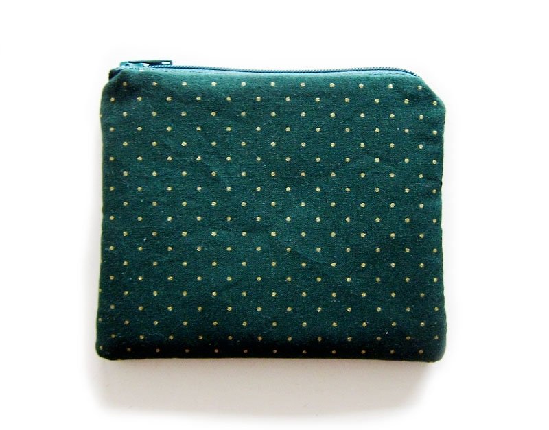 Zipper bag / purse / mobile phone sets golden little dark bottom - กระเป๋าใส่เหรียญ - วัสดุอื่นๆ สีเขียว