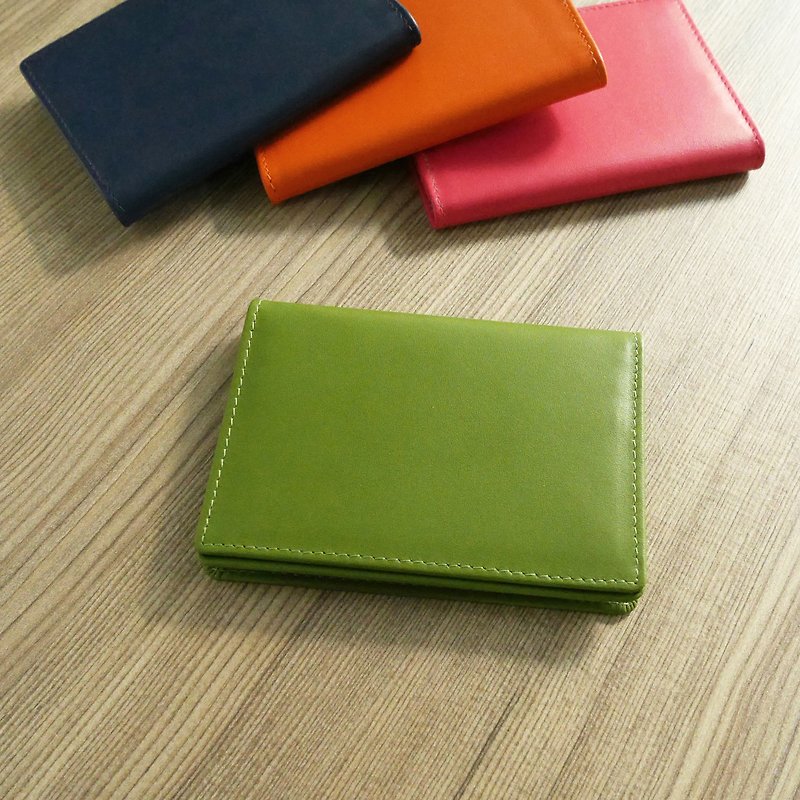 [Refurbished with minor flaws] Classic business card holder - mustard green - Card Holders & Cases - Genuine Leather Green