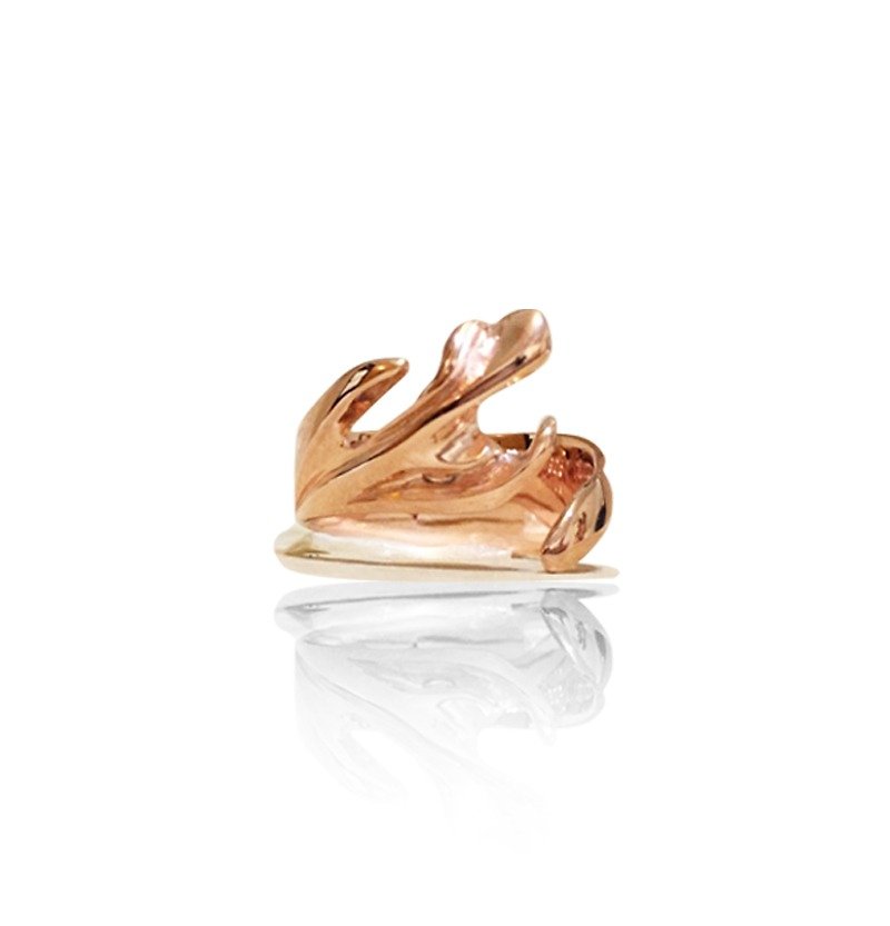 From the heart _ the forest antlers Rose Gold ring _ _925 Silver Hand Ring - General Rings - Other Metals Orange