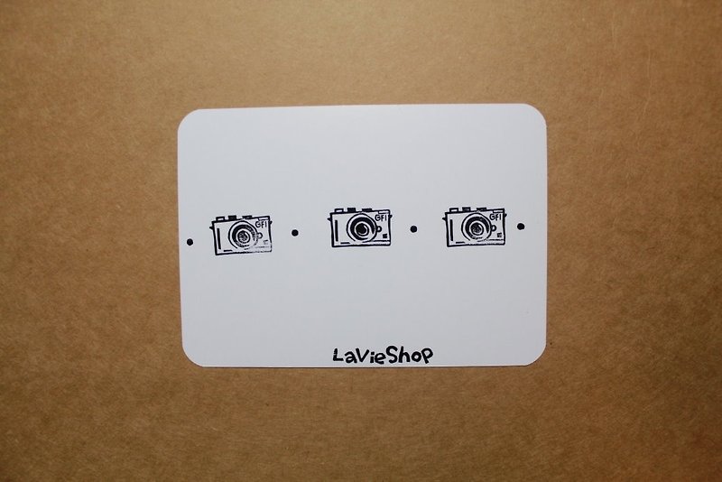 【LaVieShop*Handmade】Cameras Lined Up Panasonic GF1. Hand engraving stamp postcard/card. High quality waterproof paper - การ์ด/โปสการ์ด - กระดาษ ขาว