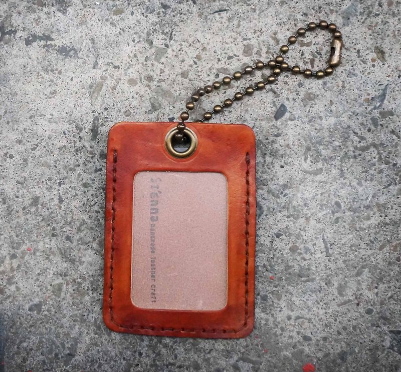 Sienna leather luggage ticket clip documents - ID & Badge Holders - Genuine Leather Orange