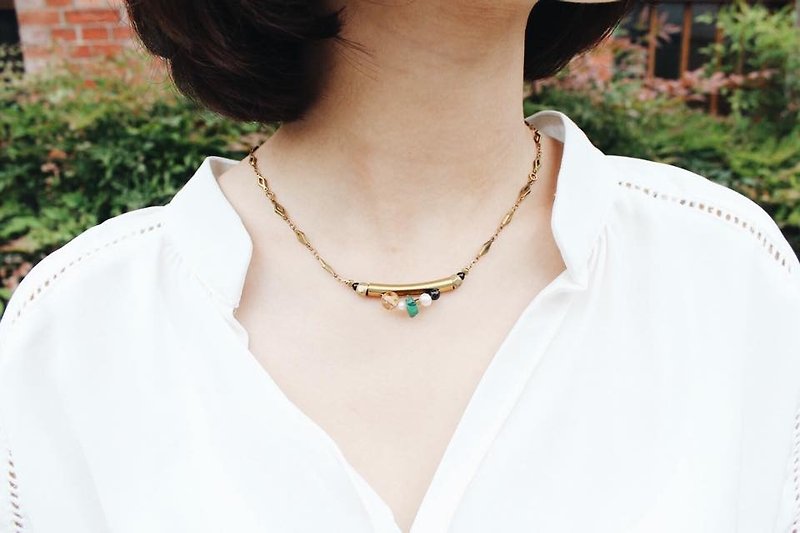 【NOVEMBER 11-birthstone-Citrine 】design necklace - Necklaces - Gemstone Gold