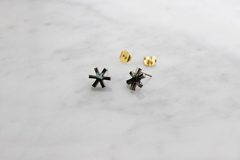 Asterisk Earring Black. Stud earrings. - Earrings & Clip-ons - Copper & Brass Black