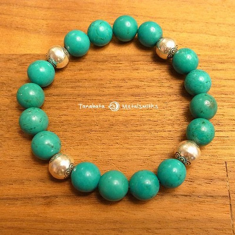 ☽ Qi Xi hand for ☽10mm turquoise with sterling silver beads - Metalsmithing/Accessories - Other Metals Green