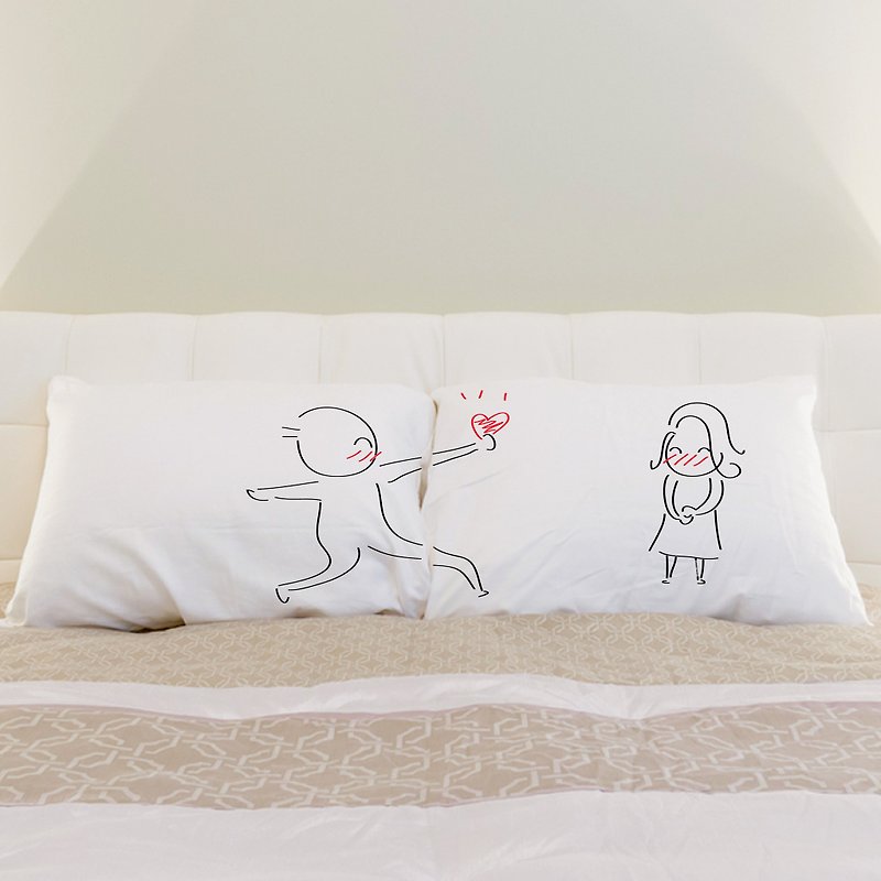 Give Big couple pillowcase by Human Touch - Pillows & Cushions - Cotton & Hemp White