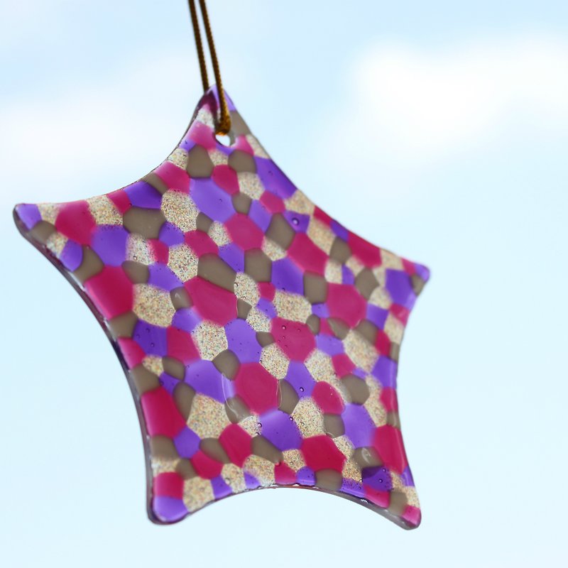 Hand Painted Candy Color Confetti Sun Catcher Glass Panel Hanging - Other - Glass Purple
