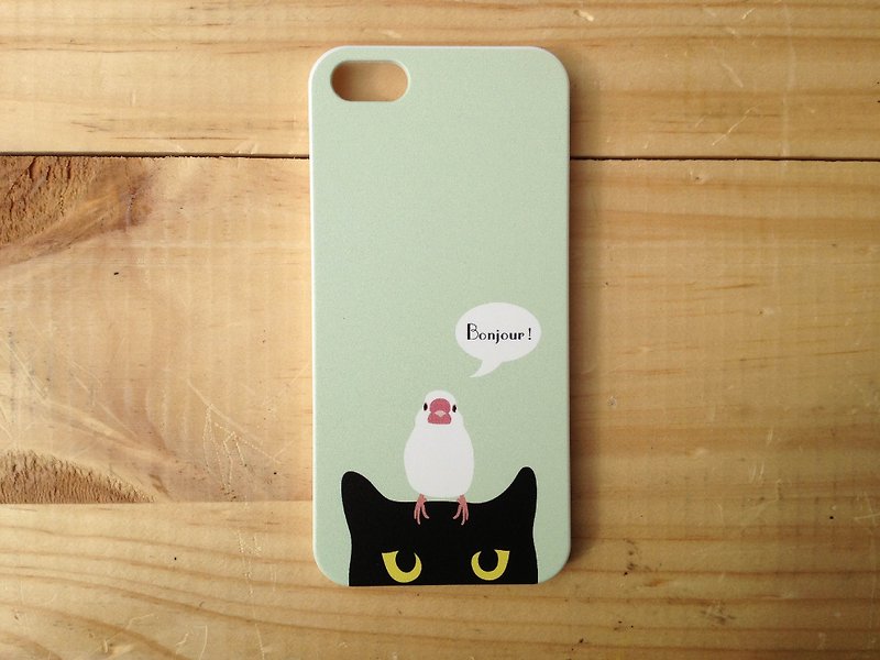 Bonjour! 繃啾兒～小黑與小文鳥　iPhone5/ 5S Case - อื่นๆ - พลาสติก สีเขียว