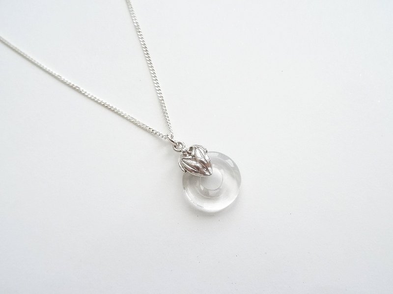 ::Daily Jewels:: 白水晶古董款純銀葉型項鍊 - 項鍊 - 寶石 白色