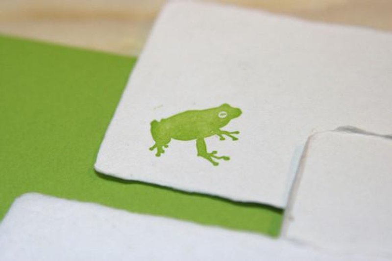 Handmade Japanese paper message card (frog Green) - Cards & Postcards - Paper 