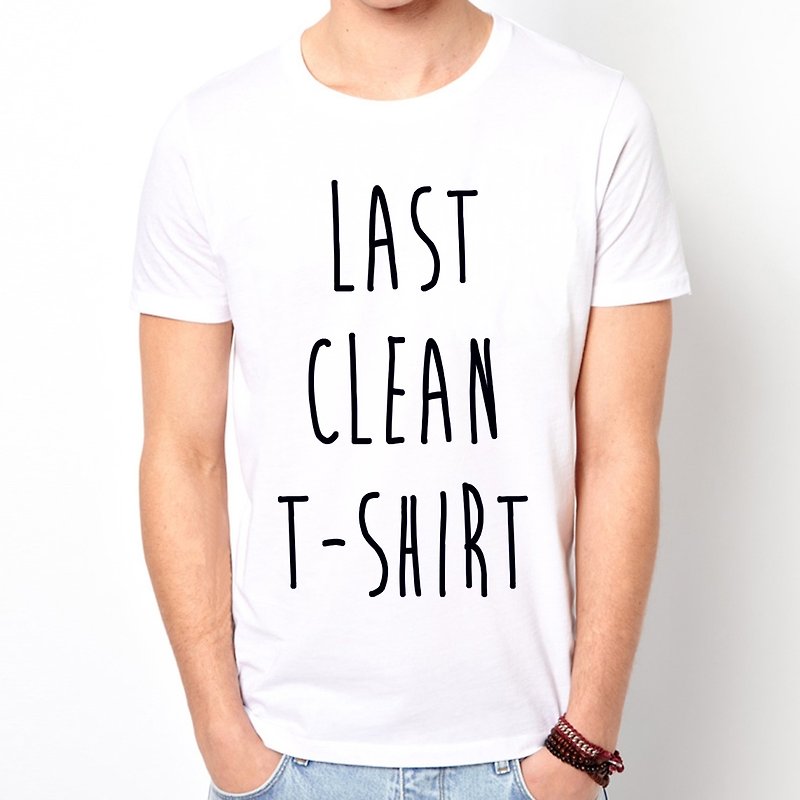 其他材質 男装 上衣/T 恤 白色 - LAST CLEAN T-SHIRT#2短袖T恤-2色最後一件乾淨的T恤文青設計文字