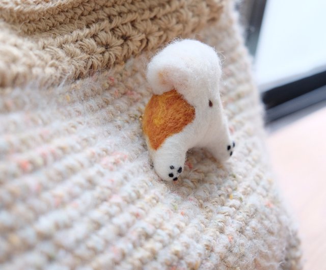 羊毛フェルト柴犬お尻マグネット/ブローチ-小 - ショップ woolmade