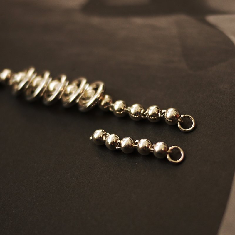 MUFFëL 925 Silver Sterling Silver Series - Wave Chain 6mm Extended by Half an Inch - สร้อยข้อมือ - เงินแท้ สีเทา