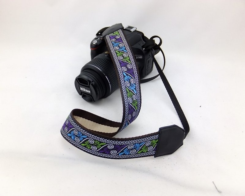 Camera strap can print personalized custom leather stitching national wind embroidery pattern 035 - ขาตั้งกล้อง - หนังแท้ หลากหลายสี
