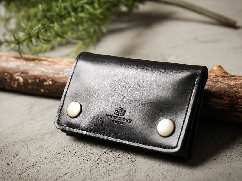 【icleaXbag】classic leather Mini purse, bill, cards and coins all in it - Wallets - Genuine Leather Black