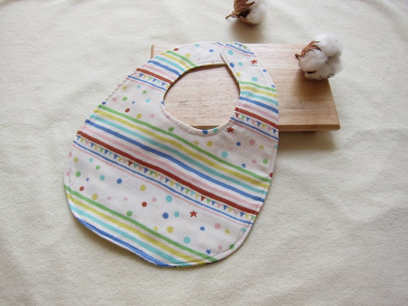 Lines Stars - Japan double yarn cotton baby bibs, bibs (six yarn) (two color selection, jumping candy green, candy blue) - Bibs - Other Materials Multicolor