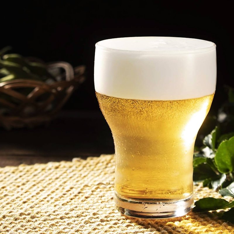 310cc【可以發泡泡的啤酒杯】日本製泡立啤酒杯 客製發泡杯 畢業 - 酒杯/酒器 - 玻璃 黃色