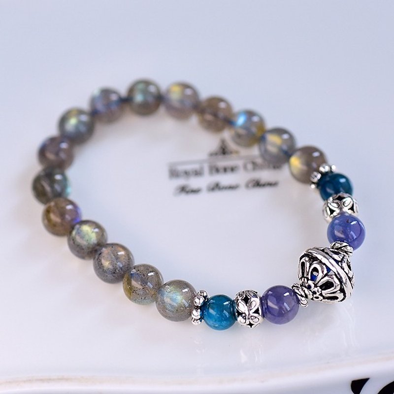 Danquan stone*apatite*elongated stone bracelet - Bracelets - Gemstone Gray