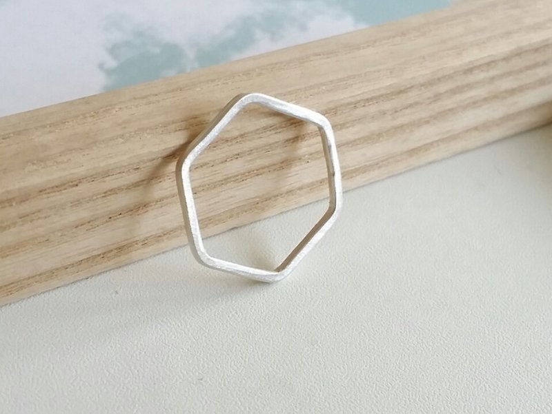 Silver ring, light summer jewelry, handmade silver accessories, hexagonal - General Rings - Other Metals White