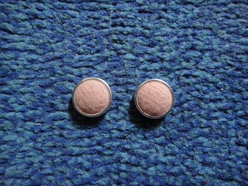 粉色溫柔 銀邊鈕釦耳環 SC24BT/UY48 - 耳環/耳夾 - 其他材質 粉紅色
