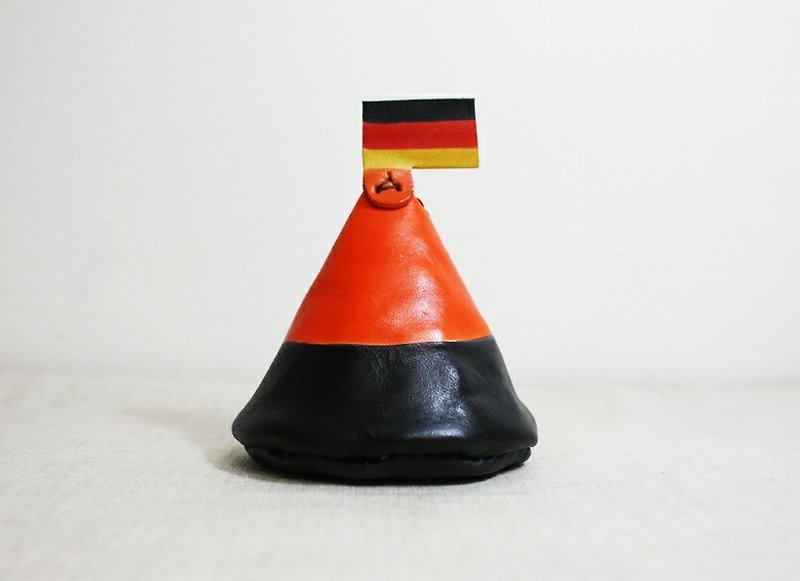 我的小土丘-零錢包-德國國旗款 - 散紙包 - 真皮 橘色