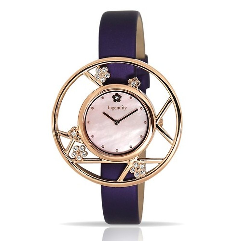 Rose Gold Plum Blossom Elegance Watch Rich Purple─Ingenuity Design - นาฬิกาผู้หญิง - โลหะ สีม่วง