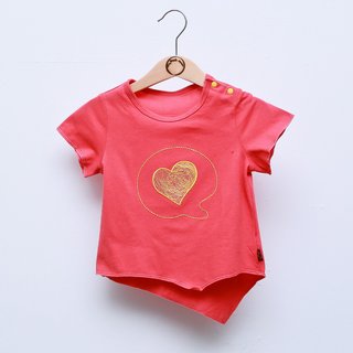 LOVEオーガニックコットン薄手Tシャツ（スイカレッド）