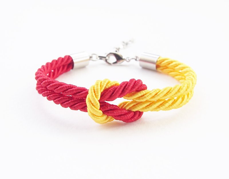 Red and yellow knot bracelet - 手鍊/手鐲 - 其他材質 紅色