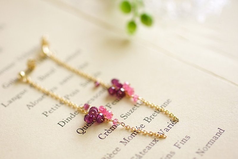 14kgf bonbon of Long earrings - Earrings & Clip-ons - Gemstone Pink