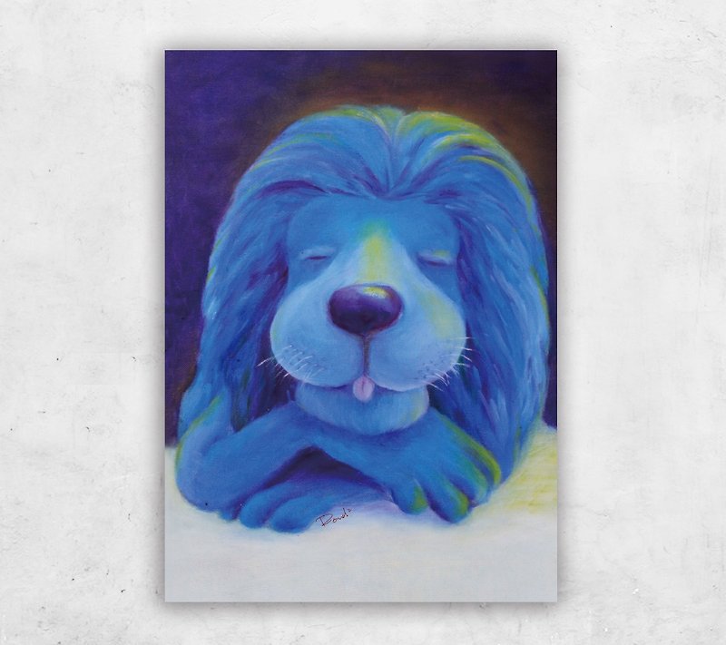 Smile animal series postcard - Blue lion - การ์ด/โปสการ์ด - กระดาษ 