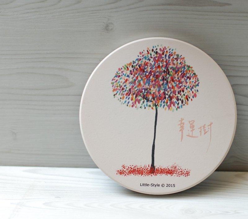 Absorbent coaster-lucky tree - Coasters - Other Materials White